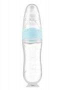 Kidnort Lingurita pentru copii din silicon cu rezervor gradat 90 ml si ventuza de prindere Retter Moln Blue