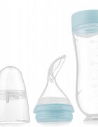 Kidnort Lingurita pentru copii din silicon cu rezervor gradat 90 ml si ventuza de prindere Retter Moln Blue