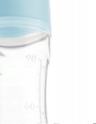 Kidnort Lingurita pentru copii din silicon cu rezervor gradat 90 ml si ventuza de prindere Retter Moln Blue