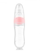 Kidnort Lingurita pentru copii din silicon cu rezervor gradat 90 ml si ventuza de prindere Retter Sommar Hjarta Pink