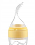 Kidnort Lingurita pentru copii din silicon cu rezervor gradat 90 ml si ventuza de prindere Retter Sommar Yellow