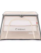 Kidnort Patut de calatorie 2 in 1 pentru copii Bleke Beige pliabil si portabil intrare laterala cu fermoar dimensiune 77 x 63.2 x 28 cm include geanta de transport