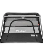 Kidnort Patut de calatorie 2 in 1 pentru copii Bleke Black pliabil si portabil intrare laterala cu fermoar dimensiune 77 x 63.2 x 28 cm include geanta de transport