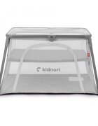 Kidnort Patut de calatorie 2 in 1 pentru copii Bleke Grey pliabil si portabil intrare laterala cu fermoar dimensiune 77 x 63.2 x 28 cm include geanta de transport