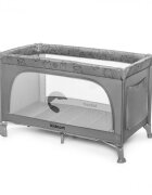 Kidnort Patut de calatorie cu saltea plasa de ventilatie roti usa cu fermoar si geanta de transport Grotta Light Grey