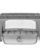 Kidnort Patut de calatorie cu saltea plasa de ventilatie roti usa cu fermoar si geanta de transport Grotta Light Grey