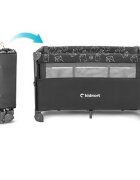 Kidnort Patut de calatorie multifunctional 3 in 1 Naste Dark Grey cu laterala culisanta si 2 niveluri de inaltime sistem atasare la patul parintilor cu saltea si geanta de transport dimensiune compacta Intrare laterala 9.3 kg