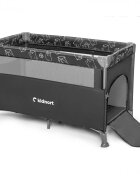 Kidnort Patut de calatorie multifunctional 3 in 1 Naste Dark Grey cu laterala culisanta si 2 niveluri de inaltime sistem atasare la patul parintilor cu saltea si geanta de transport dimensiune compacta Intrare laterala 9.3 kg