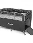 Kidnort Patut de calatorie multifunctional 3 in 1 Naste Dark Grey cu laterala culisanta si 2 niveluri de inaltime sistem atasare la patul parintilor cu saltea si geanta de transport dimensiune compacta Intrare laterala 9.3 kg