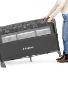 Kidnort Patut de calatorie multifunctional 3 in 1 Naste Dark Grey cu laterala culisanta si 2 niveluri de inaltime sistem atasare la patul parintilor cu saltea si geanta de transport dimensiune compacta Intrare laterala 9.3 kg