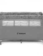 Kidnort Patut de calatorie multifunctional 3 in 1 Naste Light Grey cu laterala culisanta si 2 niveluri de inaltime sistem atasare la patul parintilor cu saltea si geanta de transport dimensiune compacta Intrare laterala 9.3 kg