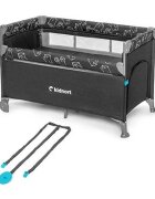 Kidnort Patut de calatorie multifunctional 3 in 1 Naste Light Grey cu laterala culisanta si 2 niveluri de inaltime sistem atasare la patul parintilor cu saltea si geanta de transport dimensiune compacta Intrare laterala 9.3 kg