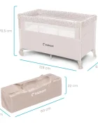 Kidnort Patut de calatorie multifunctional 3 in 1 Naste Warm Dune cu laterala culisanta si 2 niveluri de inaltime sistem atasare la patul parintilor cu saltea si geanta de transport dimensiune compacta Intrare laterala 9.3 kg