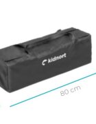 Kidnort Patut de calatorie pentru copii Ihalig Dark Gray cu geanta de transport salteluta usa cu fermoar si roti cu posibilitatea de blocare dimensiune desfacut 128 x 68 x 78.5 cm