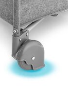 Kidnort Patut de calatorie pentru copii Ihalig Dark Gray cu geanta de transport salteluta usa cu fermoar si roti cu posibilitatea de blocare dimensiune desfacut 128 x 68 x 78.5 cm