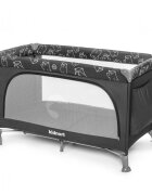 Kidnort Patut de calatorie pentru copii Ihalig Dark Gray cu geanta de transport salteluta usa cu fermoar si roti cu posibilitatea de blocare dimensiune desfacut 128 x 68 x 78.5 cm