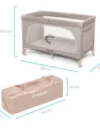 Kidnort Patut de calatorie pentru copii Ihalig Hygge Sand cu geanta de transport salteluta usa cu fermoar si roti cu posibilitatea de blocare dimensiune desfacut 128 x 68 x 78.5 cm