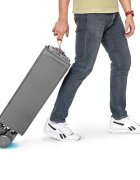 Kidnort Patut de calatorie pentru copii Ihalig Light Gray cu geanta de transport salteluta usa cu fermoar si roti cu posibilitatea de blocare dimensiune desfacut 128 x 68 x 78.5 cm