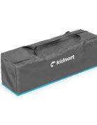 Kidnort Patut de calatorie pentru copii Ihalig Light Gray cu geanta de transport salteluta usa cu fermoar si roti cu posibilitatea de blocare dimensiune desfacut 128 x 68 x 78.5 cm