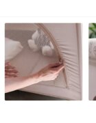 Kidnort Patut de calatorie pliabil pentru copii Grotta Warm Dune cu saltea plasa de ventilatie roti usa cu fermoar si geanta de transport 128 x 78.5 x 68 cm