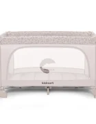 Kidnort Patut de calatorie pliabil pentru copii Grotta Warm Dune cu saltea plasa de ventilatie roti usa cu fermoar si geanta de transport 128 x 78.5 x 68 cm