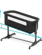 Kidnort Patut multifunctonal tip co-sleeper si tarc de joaca pentru copii cu leganare intrare laterala Snackskal Black greutate articol 8.7 kg