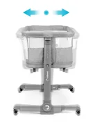 Kidnort Patut multifunctonal tip co-sleeper si tarc de joaca pentru copii Snackskal II Grey structura din otel cu inaltime ajustabila roti cu frane buzunar lateral sistem de balansare incorporat accesorii incluse