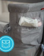 Kidnort Patut multifunctonal tip co-sleeper si tarc de joaca pentru copii Snackskal II Grey structura din otel cu inaltime ajustabila roti cu frane buzunar lateral sistem de balansare incorporat accesorii incluse