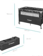 Kidnort Patut pliabil 3 in 1 pentru copii cu doua nivele laterala culisanta plasa de ventilatie cu saltea si geanta de transport incluse dimensiune 128 x 78.5 x 68 cm Livsmiljo Dark Grey