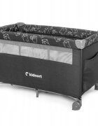Kidnort Patut pliabil 3 in 1 pentru copii cu doua nivele laterala culisanta plasa de ventilatie cu saltea si geanta de transport incluse dimensiune 128 x 78.5 x 68 cm Livsmiljo Dark Grey