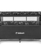 Kidnort Patut pliabil 3 in 1 pentru copii cu doua nivele laterala culisanta plasa de ventilatie cu saltea si geanta de transport incluse dimensiune 128 x 78.5 x 68 cm Livsmiljo Dark Grey
