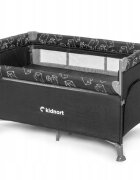 Kidnort Patut pliabil 3 in 1 pentru copii cu doua nivele laterala culisanta plasa de ventilatie cu saltea si geanta de transport incluse dimensiune 128 x 78.5 x 68 cm Livsmiljo Dark Grey