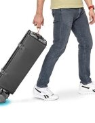 Kidnort Patut pliabil 3 in 1 pentru copii cu doua nivele laterala culisanta plasa de ventilatie cu saltea si geanta de transport incluse dimensiune 128 x 78.5 x 68 cm Livsmiljo Dark Grey