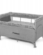 Kidnort Patut pliabil 3 in 1 pentru copii cu doua nivele laterala culisanta plasa de ventilatie cu saltea si geanta de transport incluse dimensiune 128 x 78.5 x 68 cm Livsmiljo Light Grey