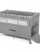 Kidnort Patut pliabil 3 in 1 pentru copii cu doua nivele laterala culisanta plasa de ventilatie cu saltea si geanta de transport incluse dimensiune 128 x 78.5 x 68 cm Livsmiljo Light Grey