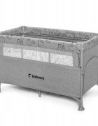 Kidnort Patut pliabil 3 in 1 pentru copii cu doua nivele laterala culisanta plasa de ventilatie cu saltea si geanta de transport incluse dimensiune 128 x 78.5 x 68 cm Livsmiljo Light Grey