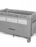 Kidnort Patut pliabil 3 in 1 pentru copii cu doua nivele laterala culisanta plasa de ventilatie cu saltea si geanta de transport incluse dimensiune 128 x 78.5 x 68 cm Livsmiljo Light Grey