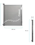 Kidnort Poarta de siguranta rulabila pentru copii Sakerhet grey mecanism dublu de blocare maner incorporat dimensiune 95 x 140 cm