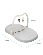 Kidnort Salteluta de infasat pentru bebelusi Frost Grey din spuma moale PU baza antiderapanta centura de siguranta margini ridicate include arcada detasabila cu jucarii senzoriale din bumbac organic 715 x 52 x 75 cm