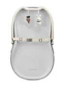 Kidnort Salteluta de infasat pentru bebelusi Frost Grey din spuma moale PU baza antiderapanta centura de siguranta margini ridicate include arcada detasabila cu jucarii senzoriale din bumbac organic 715 x 52 x 75 cm