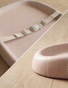 Kidnort Salteluta de infasat pentru bebelusi Nordic Blush din spuma moale impermeabila moderna si ergonomica cu baza antiderapanta centura de siguranta reglabila si margini ridicate dimensiune 71.5 x 52 x 7.5 cm