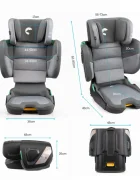 Kidnort Scaun auto cu isofix pentru copii model pliabil cu Tetiera reglabila 100-150 cm i-SIZE R-129 Mane Green