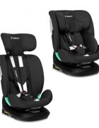 Kidnort Scaun auto cu isofix rotativ pentru copii Radjur Black 360 i-Size 40-150 cm Top Tether centuri in 5 puncte Sistem de impact lateral parasolar reglabil Pozitie somn