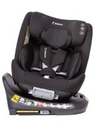 Kidnort Scaun auto pentru copii cu isofix rotativ 360 i-Size R129 cu picior stabilizator si tetiera reglabila 40-150 cm dimensiune 46.5 x 35 x 56 cm Radjur Black