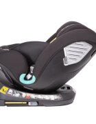 Kidnort Scaun auto pentru copii cu isofix rotativ 360 i-Size R129 cu picior stabilizator si tetiera reglabila 40-150 cm dimensiune 46.5 x 35 x 56 cm Radjur Black
