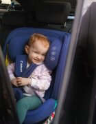 Kidnort Scaun auto pentru copii cu isofix rotativ 360 i-Size R129 cu picior stabilizator si tetiera reglabila 40-150 cm dimensiune 46.5 x 35 x 56 cm Radjur Black