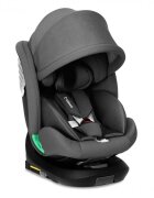 Kidnort Scaun auto pentru copii cu isofix rotativ 360 i-Size R129 cu picior stabilizator si tetiera reglabila 40-150 cm dimensiune 46.5 x 35 x 56 cm Radjur Grey