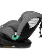 Kidnort Scaun auto pentru copii Radjur Grey cu isofix rotativ 360 i-Size 40-150 cm Top Tether centuri in 5 puncte Sistem de impact lateral baldachin reglabil pozitie somn
