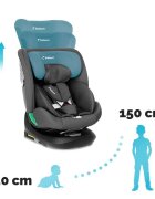 Kidnort Scaun auto pentru copii Radjur Grey cu isofix rotativ 360 i-Size 40-150 cm Top Tether centuri in 5 puncte Sistem de impact lateral baldachin reglabil pozitie somn