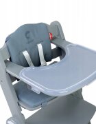 Kidnort Scaun de masa pentru copii Drommer Unique Grey pliabil structura din lemn cu 9 configuratii de inaltime centura de siguranta in 5 puncte pana la 75 kg dimensiune 59 x 46 x 79.5 cm perna de sezut inclusa